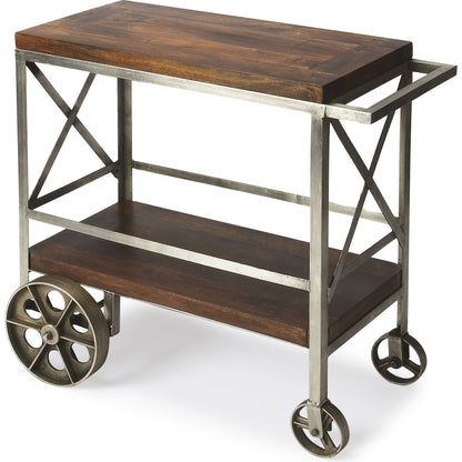Industrial Chic Trolley Server by Butler Specialty Company in multi-color and industrial chic. Made from iron, mango wood solids in a modern style.