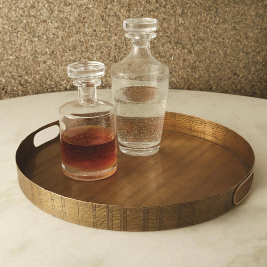Kokoro Etched Round Tray by Global Views. Made from iron in a eclectic & global style.