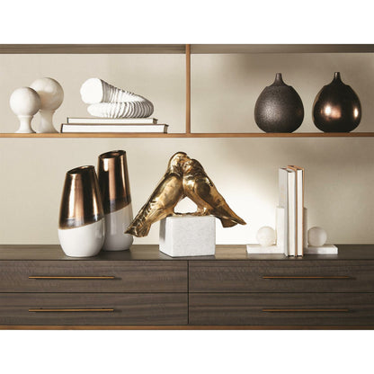 Alabaster Ball Bookends by Global Views. Made from alabaster in a modern style.
