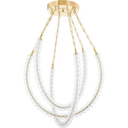 Celeste 3 Light Chandelier by Corbett in vintage brass. Made from brass in a modern style.