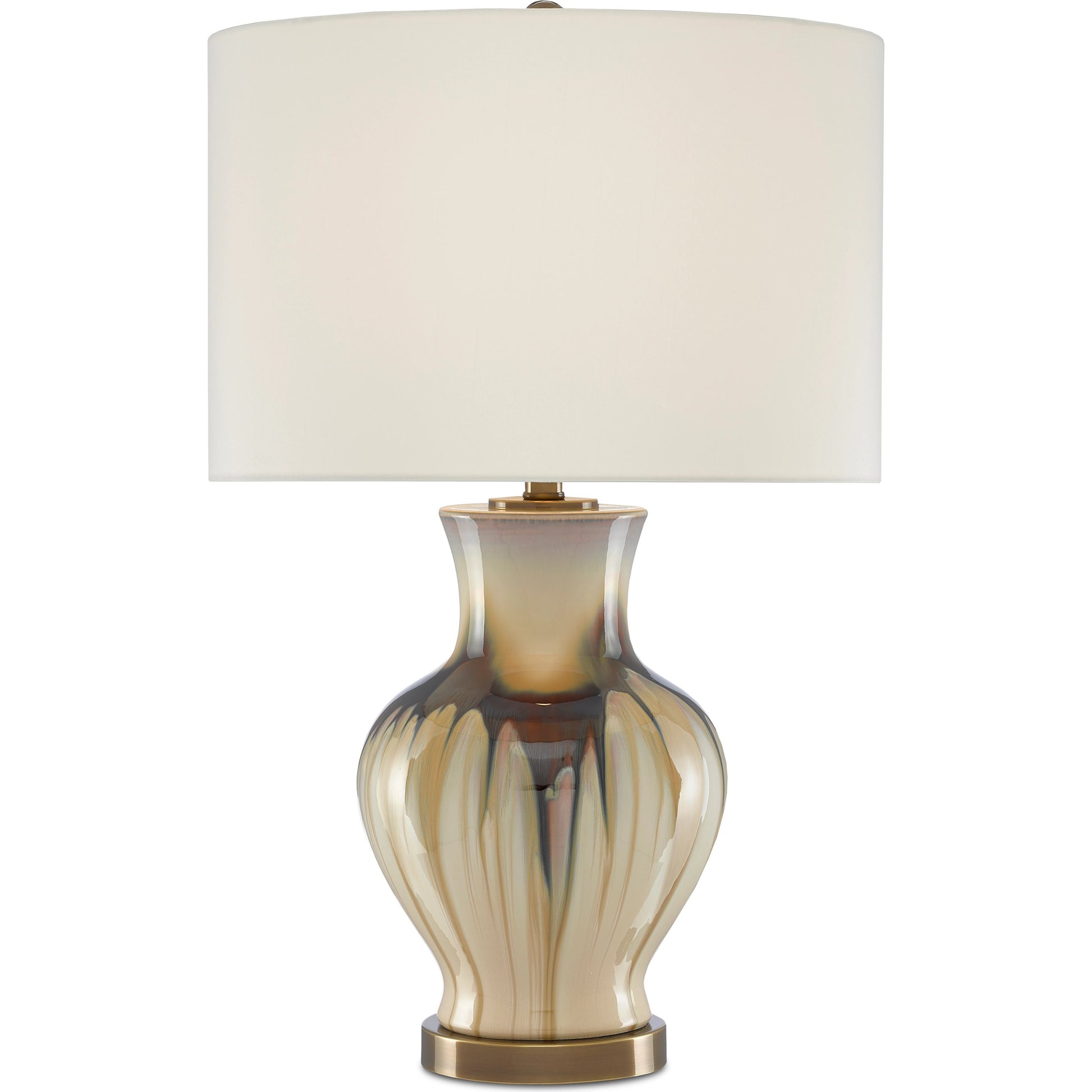Muscadine Table Lamp by Currey and Company in cream, brown, antique brass. Made from porcelain, metal in a transitional style.