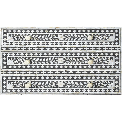 Bone Inlay Chest by Butler Specialty Company in black and black bone inlay. Made from mango wood solids, mdf, resin, bone in a modern style.