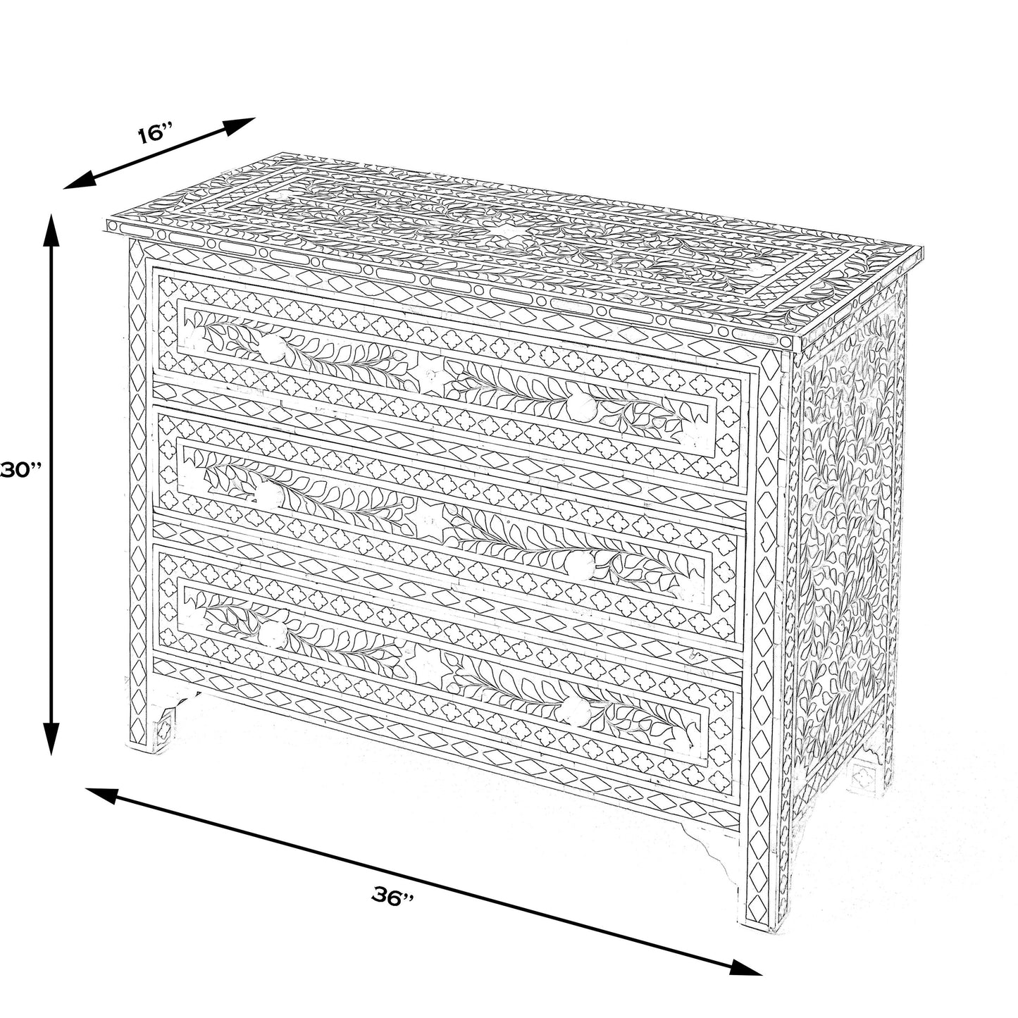 007 O-BUTLER-3559318 | Additional Silo | Bone Inlay Chest by Butler Specialty Company in black and black bone inlay. Made from mango wood solids, mdf, resin, bone in a modern style.