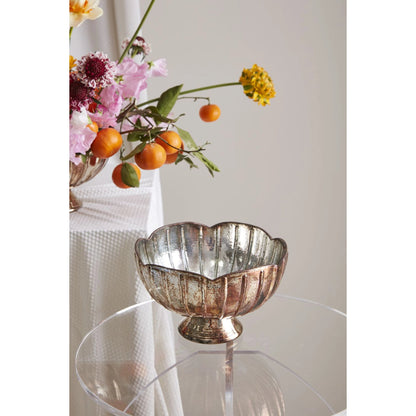 Enid Compote by Accent Decor in silver. Made from glass in a modern style.