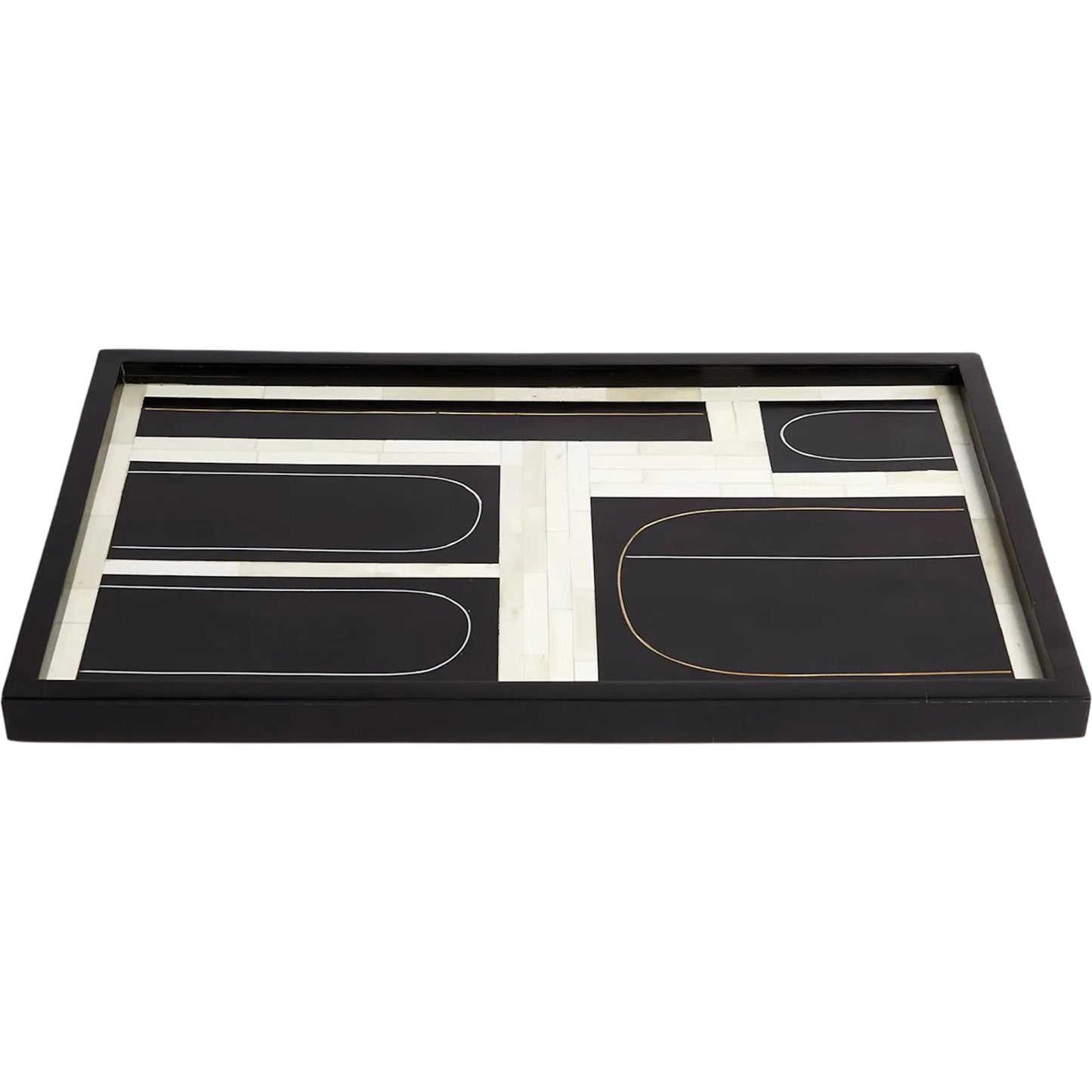 001 SR-827666 | Primary Silo | Brass Loop Tray by Global Views. Made from mdf, brass, bone, resin in a modern style.