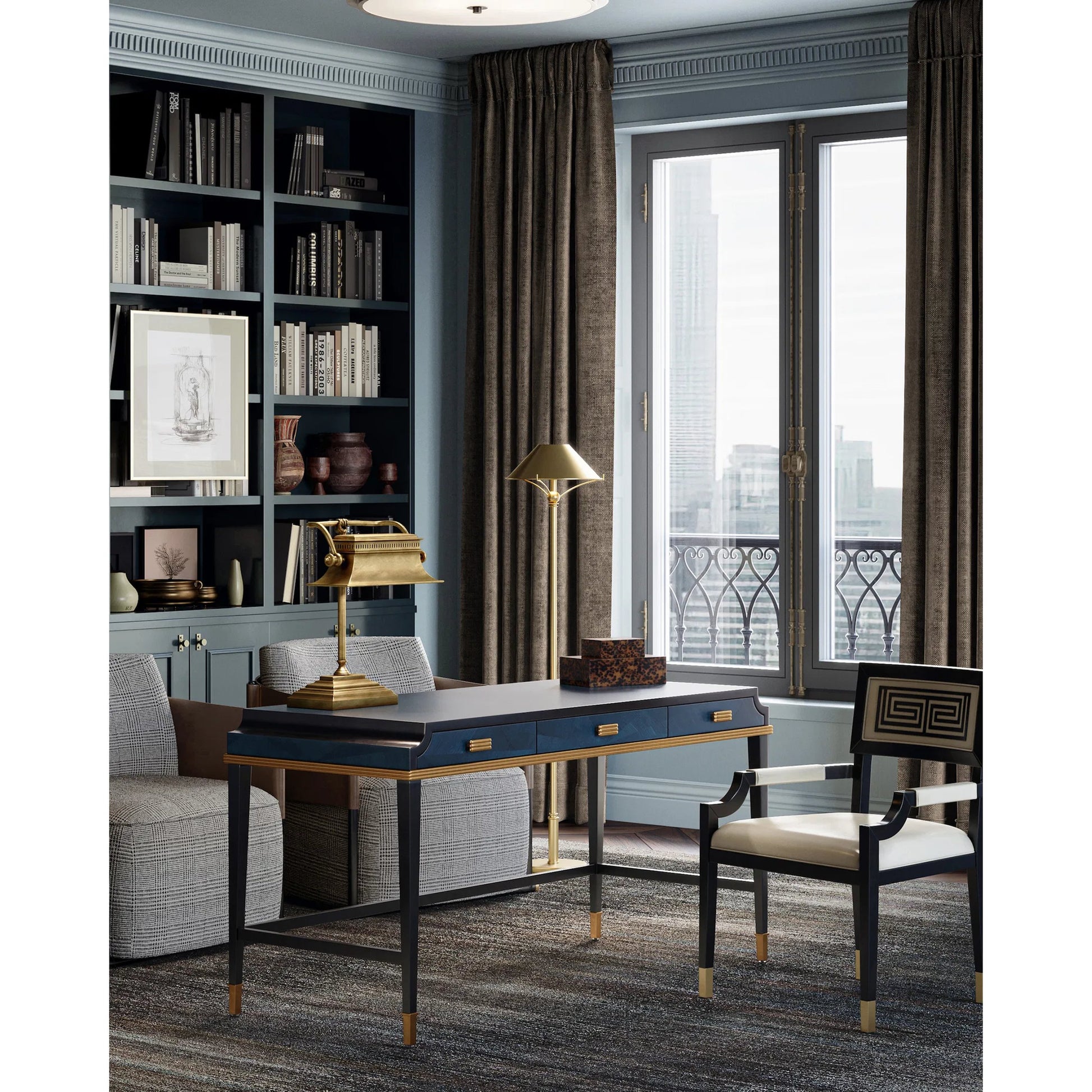 Faux Tortoise Box Set by Currey and Company in brown, black. Made from acrylic, wood in a modern style.