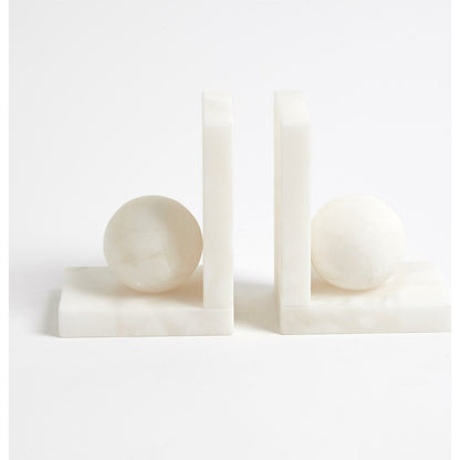 Alabaster Ball Bookends by Global Views. Made from alabaster in a modern style.