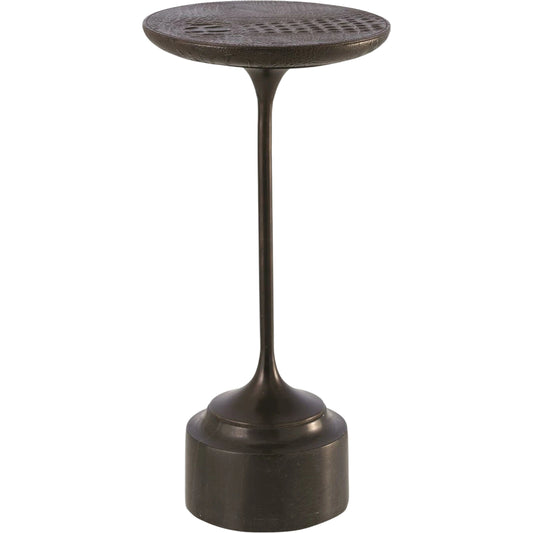 Croc Drinks Table by Global Views in bronze. Made from aluminum, granite, leather, tetron in a eclectic & global style.