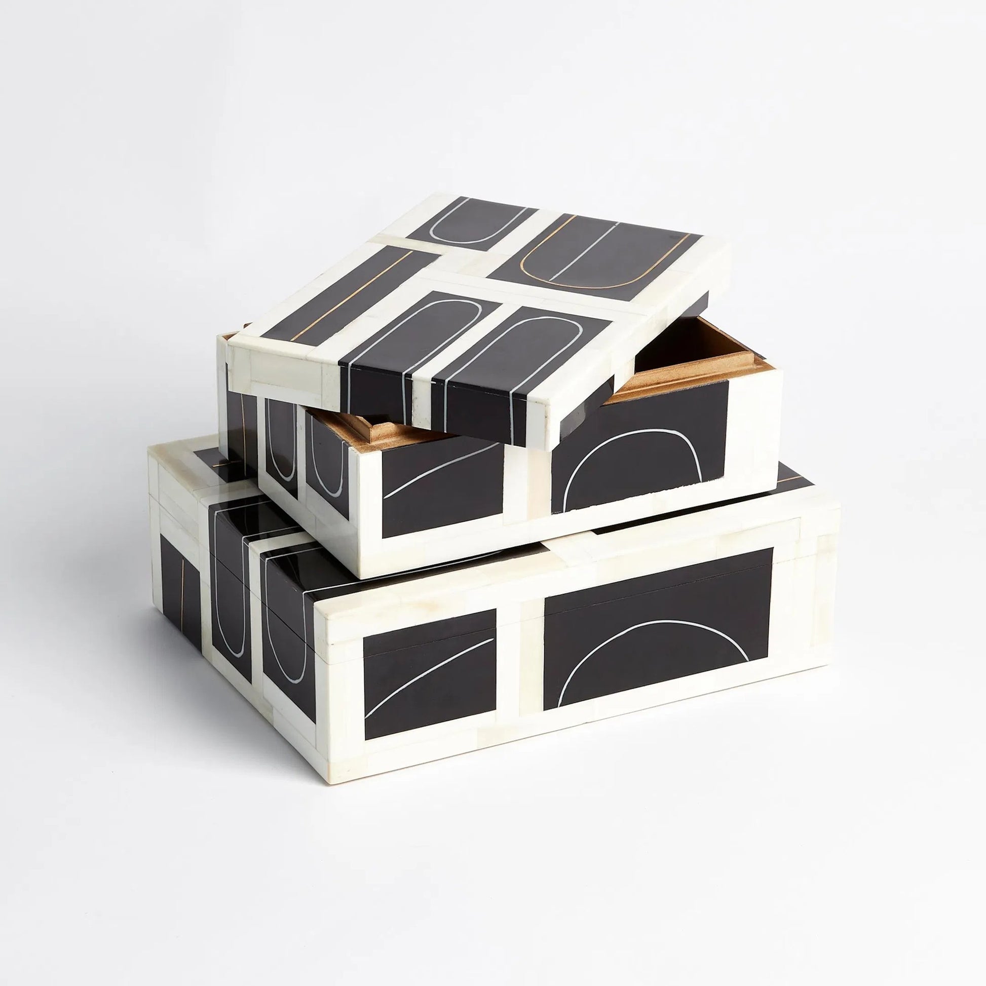Brass Loop Box by Global Views. Made from mdf, brass, bone, resin in a modern style.