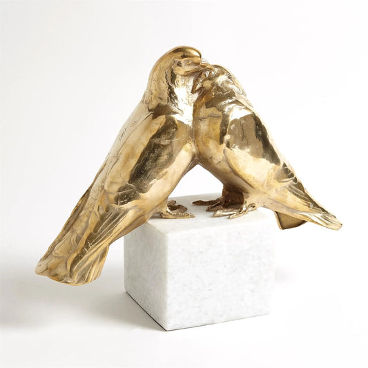 Love Doves by Global Views in brass. Made from brass, white marble in a transitional style.
