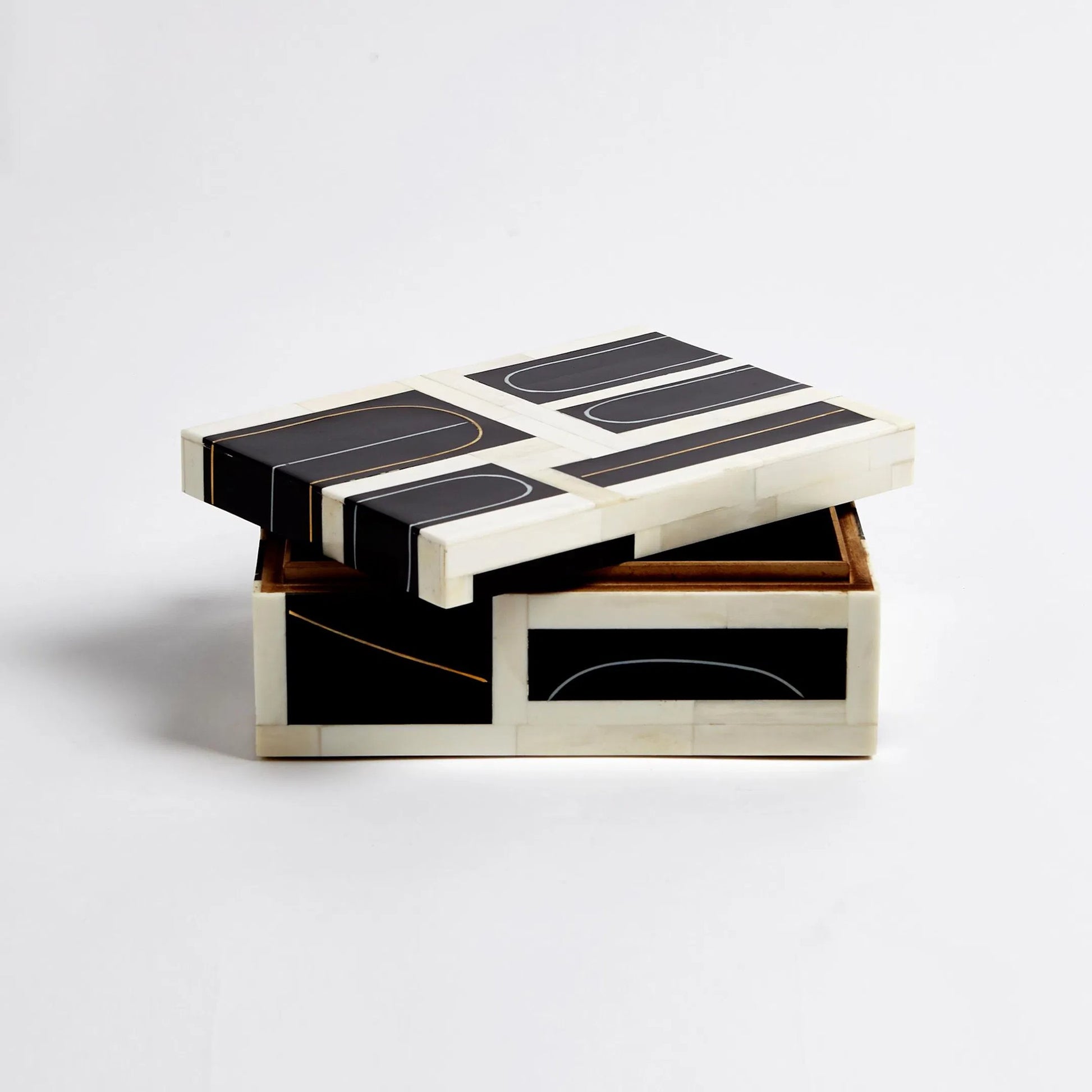 Brass Loop Box by Global Views. Made from mdf, brass, bone, resin in a modern style.