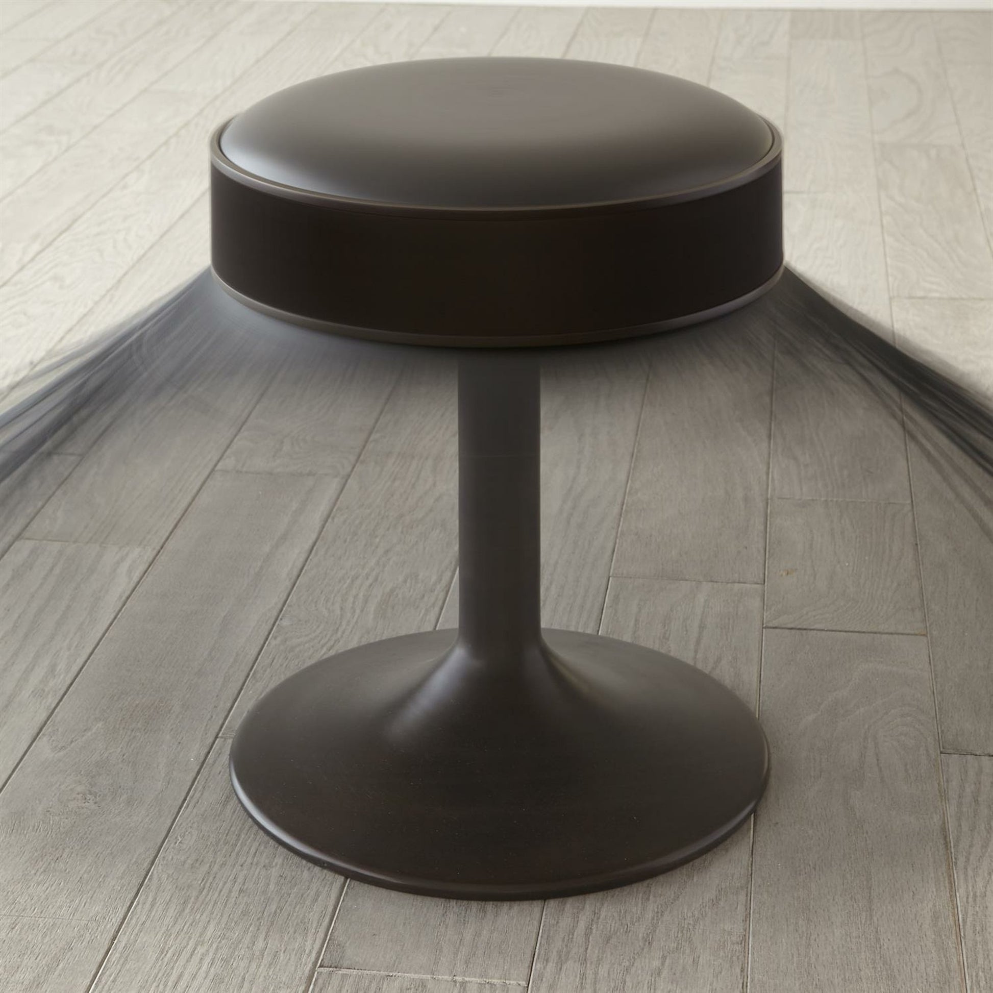 Grace Stool by Global Views in black. Made from brass, leather, mild steel in a eclectic & global style.