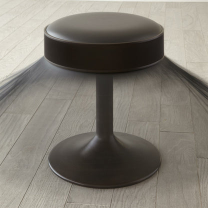 Grace Stool by Global Views in black. Made from brass, leather, mild steel in a eclectic & global style.