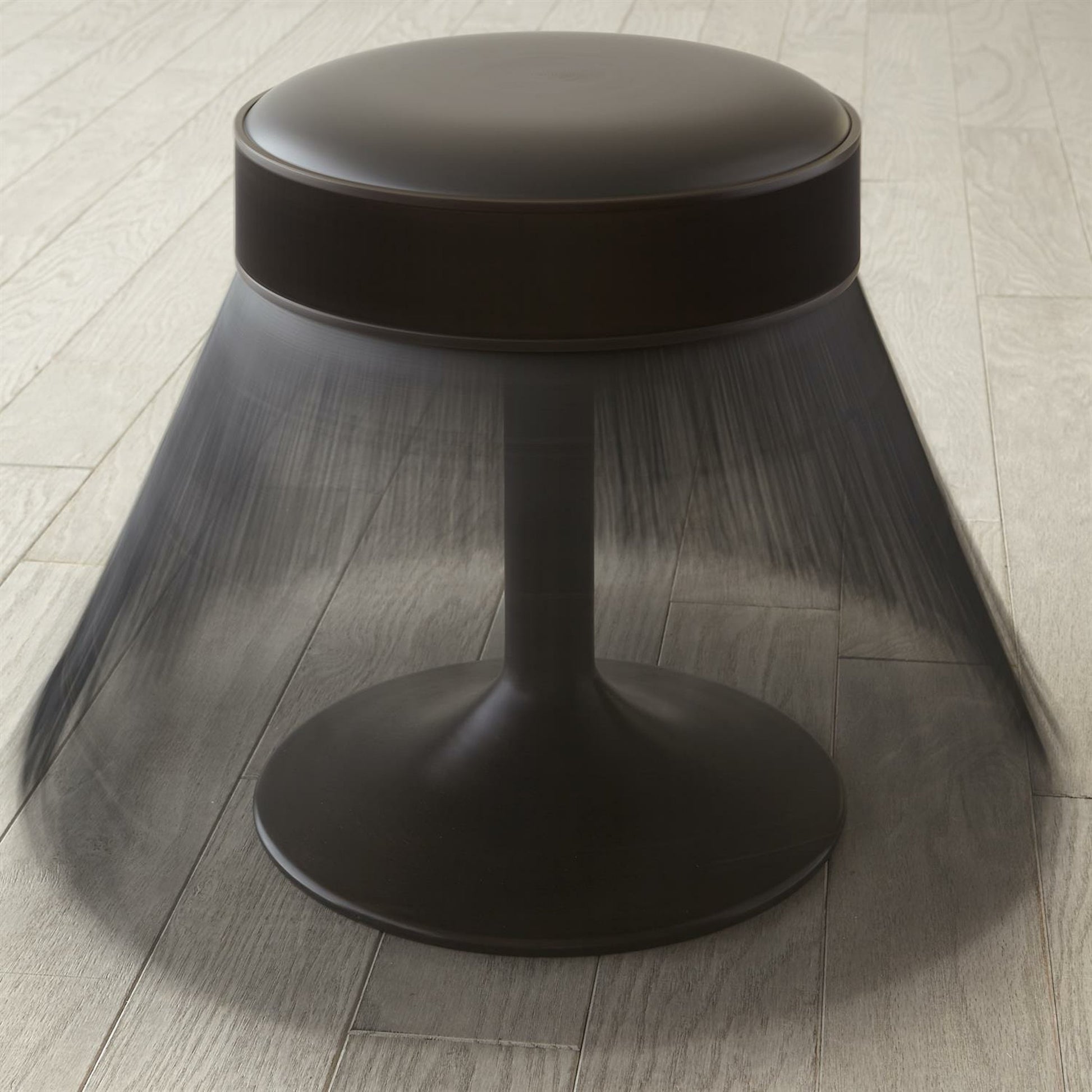 Grace Stool by Global Views in black. Made from brass, leather, mild steel in a eclectic & global style.