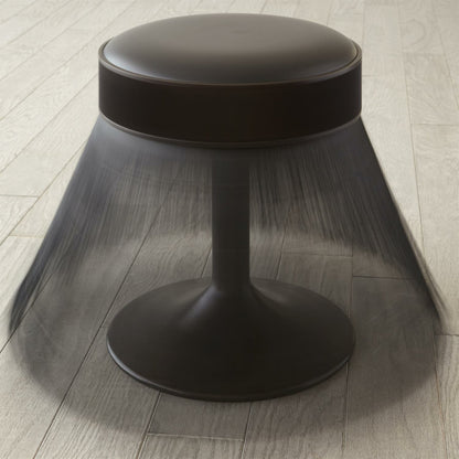 Grace Stool by Global Views in black. Made from brass, leather, mild steel in a eclectic & global style.