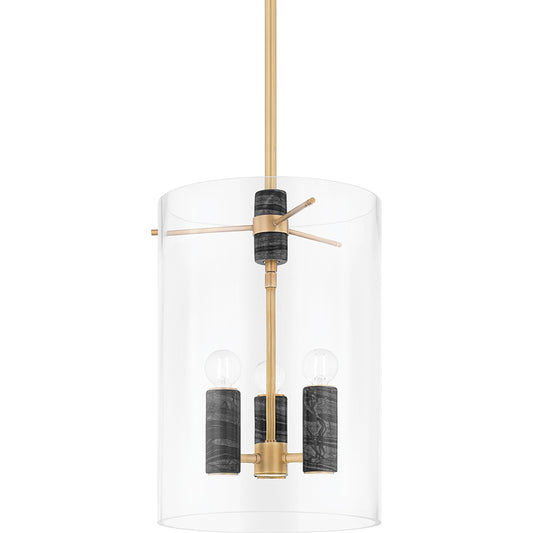Adonis 3 Light Lantern Pendant by Corbett in vintage brass. Made from brass in a modern style.