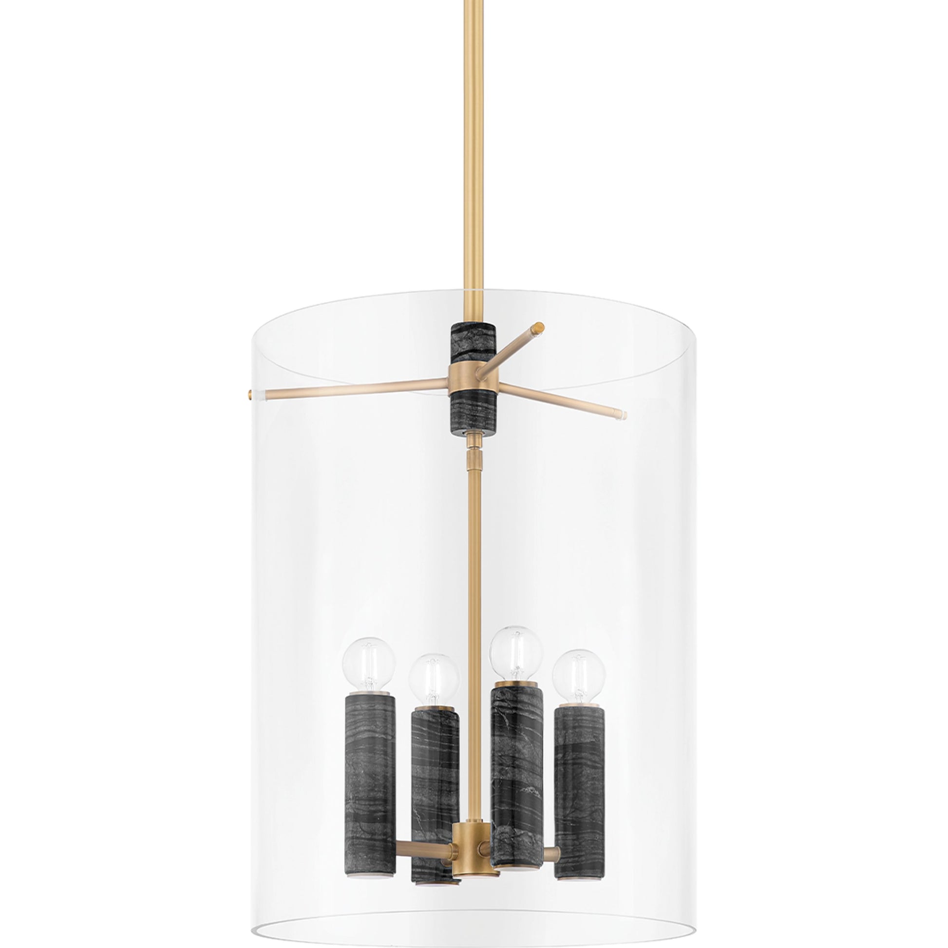 Adonis 4 Light Lantern Pendant by Corbett in vintage brass. Made from brass in a modern style.