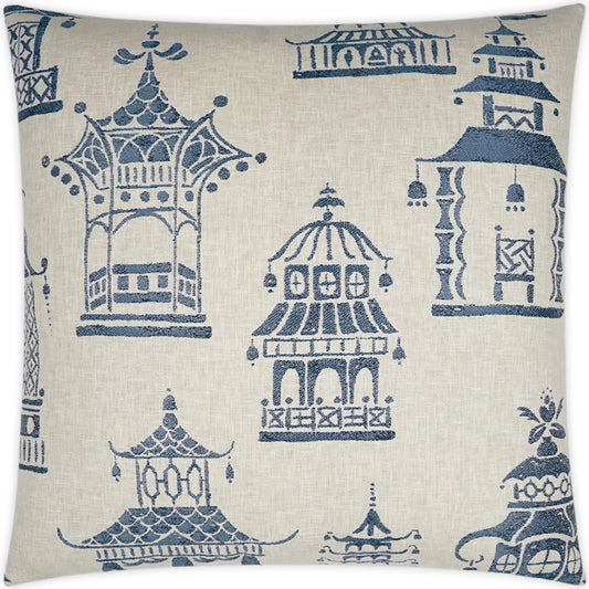 Inari Pillow by DV Kap Home in blue. Made from 66% polyester, 34% cotton in a eclectic & global style.