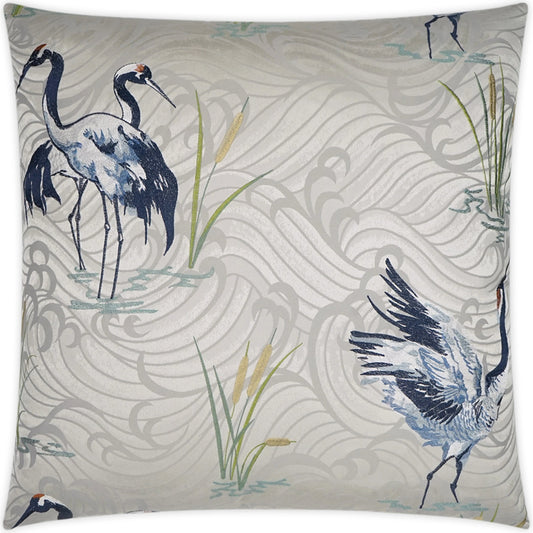 Kanji Pillow by DV Kap Home in blue, silver. Made from 61% cotton, 39% polyester / embroidery: 100% viscose in a eclectic & global style.
