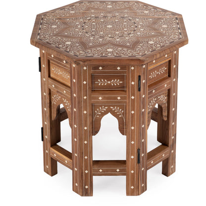 Wood & Bone Inlay Accent Table by Butler Specialty Company in medium brown and wood & bone inlay. Made from wood, bone inlay in a modern style.