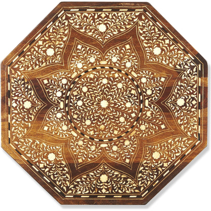 Wood & Bone Inlay Accent Table by Butler Specialty Company in medium brown and wood & bone inlay. Made from wood, bone inlay in a modern style.