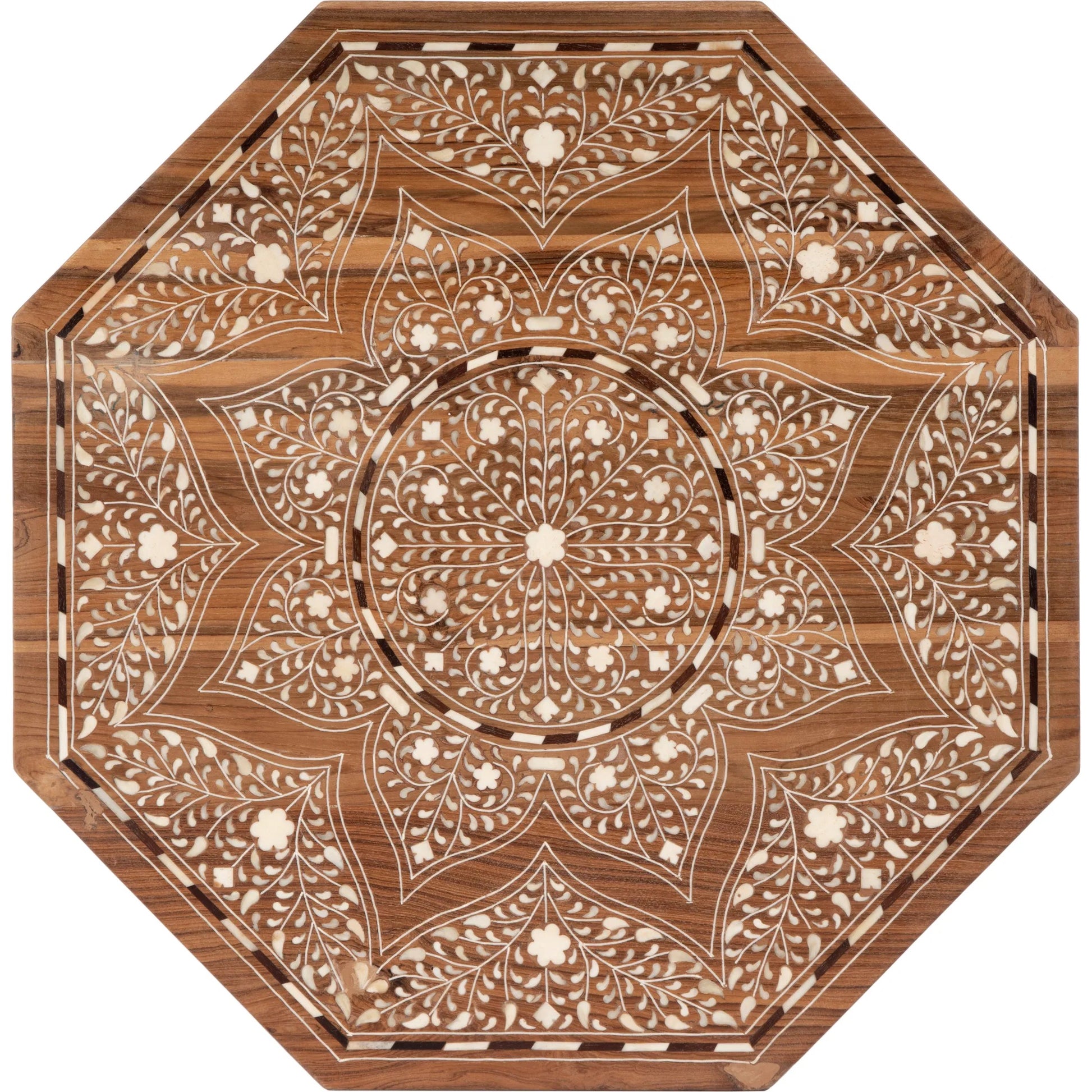 Wood & Bone Inlay Accent Table by Butler Specialty Company in medium brown and wood & bone inlay. Made from wood, bone inlay in a modern style.