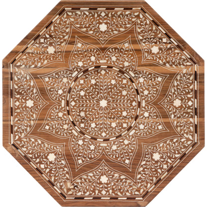 Wood & Bone Inlay Accent Table by Butler Specialty Company in medium brown and wood & bone inlay. Made from wood, bone inlay in a modern style.