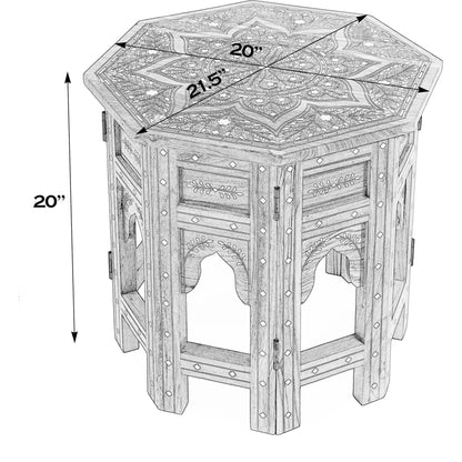 Wood & Bone Inlay Accent Table by Butler Specialty Company in medium brown and wood & bone inlay. Made from wood, bone inlay in a modern style.