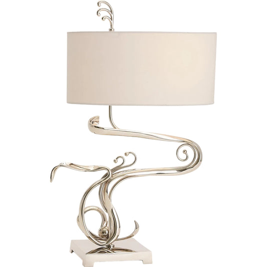 Fete Table Lamp by Global Views. Made from brass, fabric in a eclectic & global style.