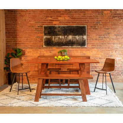 Stavanger 80" Bench by World Interiors in brown and cinnamon brown. Made from acacia wood in a unique style.