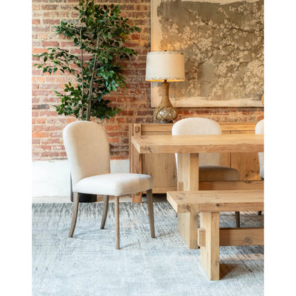 Alpine 85" Dining Table by World Interiors in tan and natural. Made from oak wood in a transitional style.
