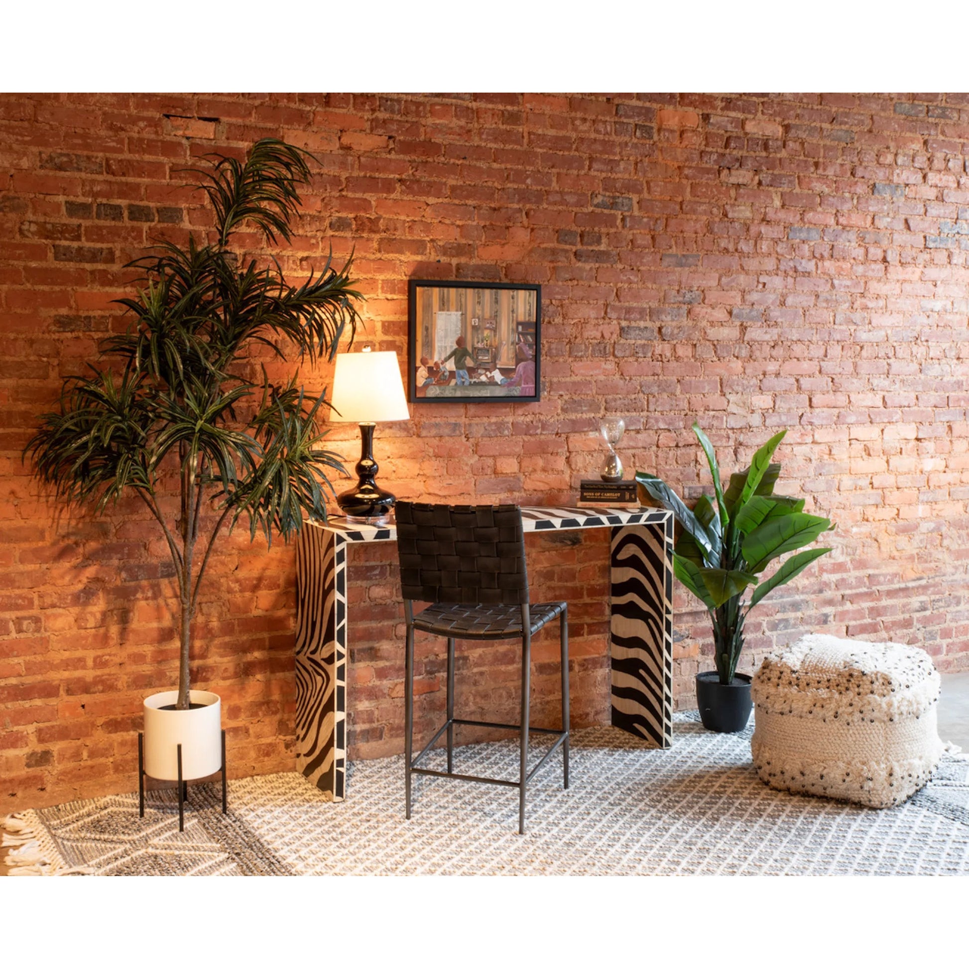 Lund Buffalo Leather and Iron Bar Chair Brown by World Interiors in natural. Made from unique in a traditional style.