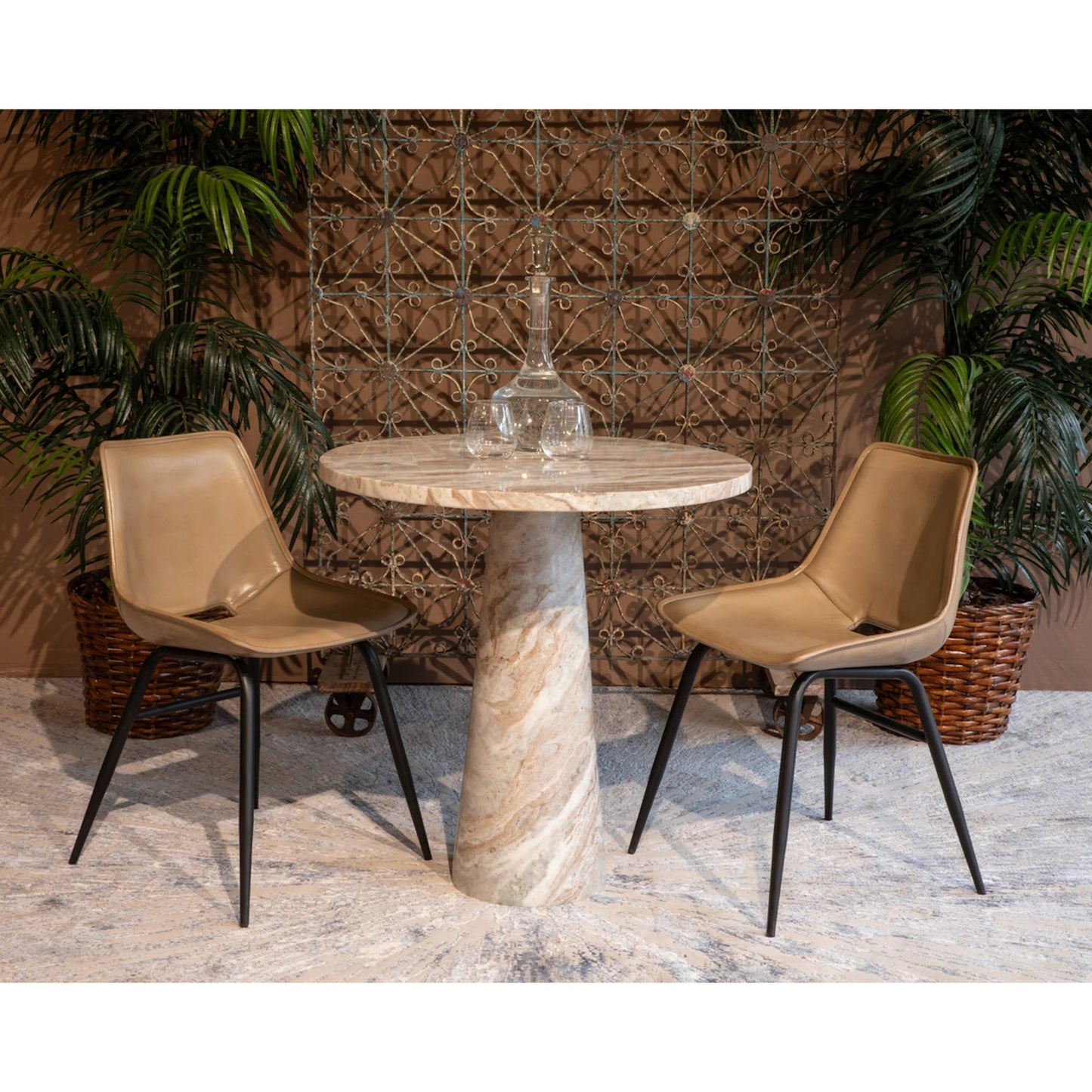 005 SI-2242860 | Lifestyle | Giza 30" Round Dining Table by World Interiors in brown and toronto marble. Made from marble in a unique style.