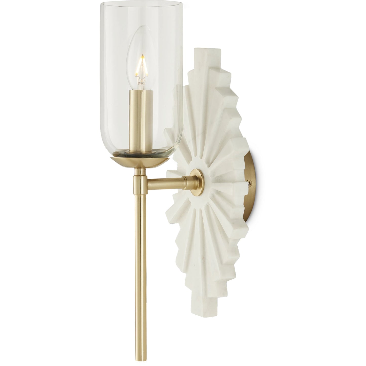 004 SI-2007681 | Additional Silo | Benthos Wall Sconce by Currey and Company. Made from marble, stainless steel, glass in a modern style.