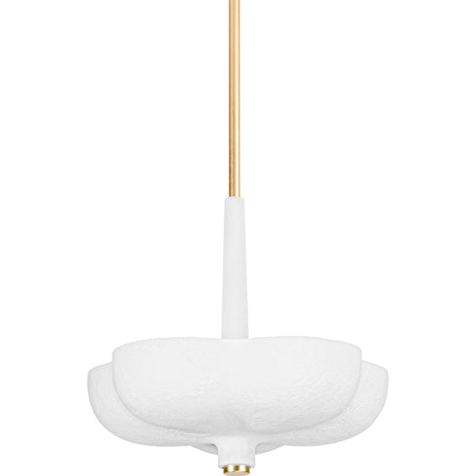 Rimini 3 Light Pendant by Corbett in gold leaf, white gesso. Made from steel in a modern style.