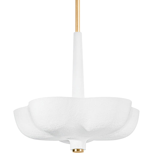Rimini 5 Light Pendant by Corbett in gold leaf, white gesso. Made from steel in a modern style.