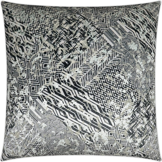 Brea Pillow by DV Kap Home in black, silver, grey. Made from 68% polyester, 14% cotton, 12% viscose, 6% linen in a modern style.