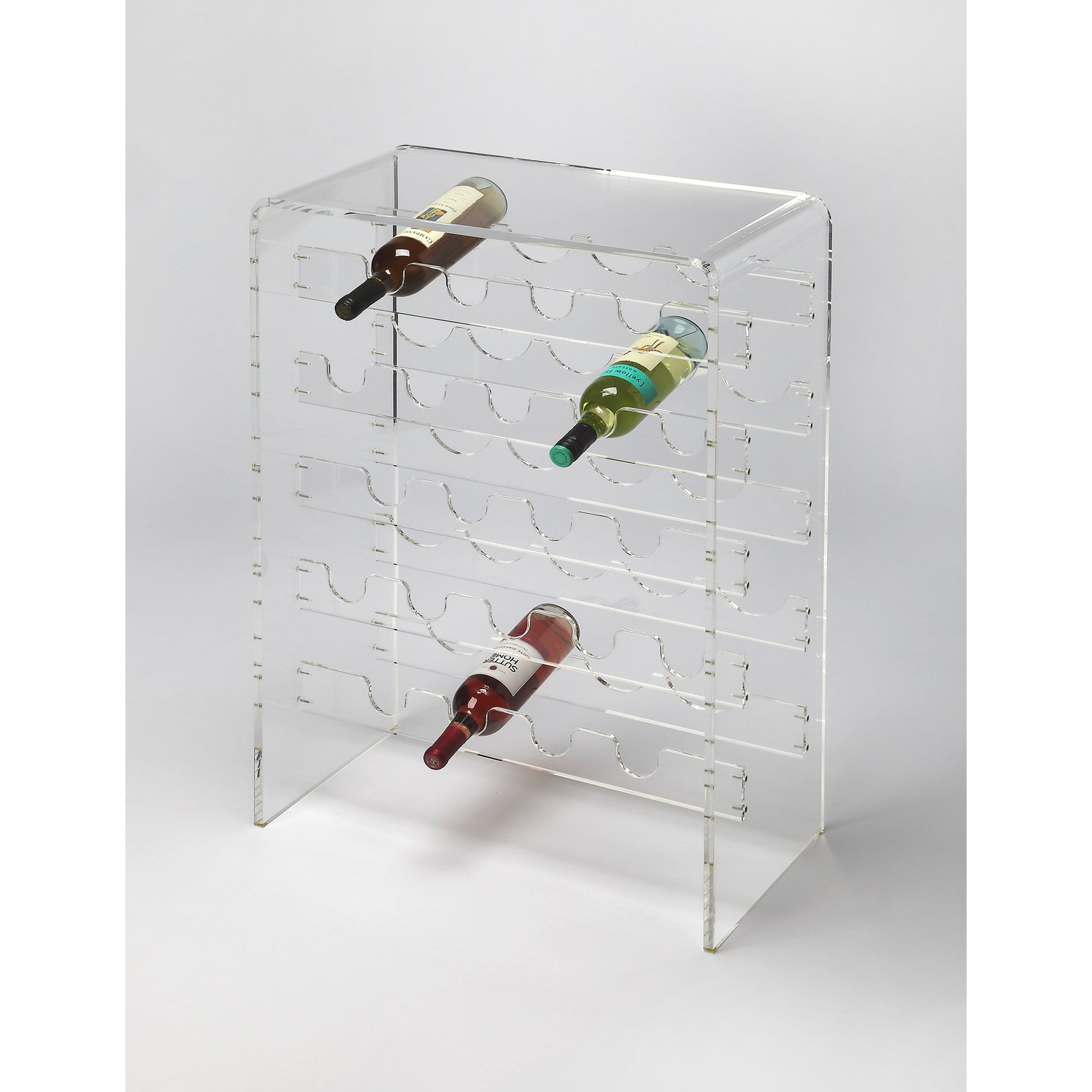 Crystal Clear Acrylic Wine Rack by Butler Specialty Company in clear and clear acrylic. Made from acrylic clear 13, 8 mm in a modern style.
