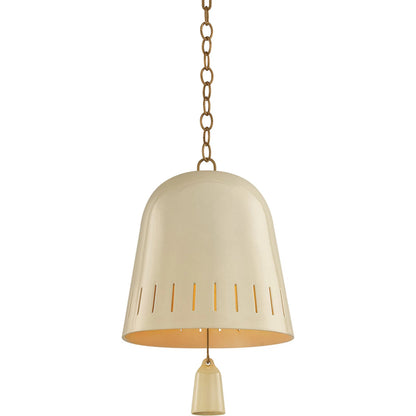 Omi Pendant by Hudson Valley in patina brass, ceramic ivory crackle. Made from ceramic in a unique style.