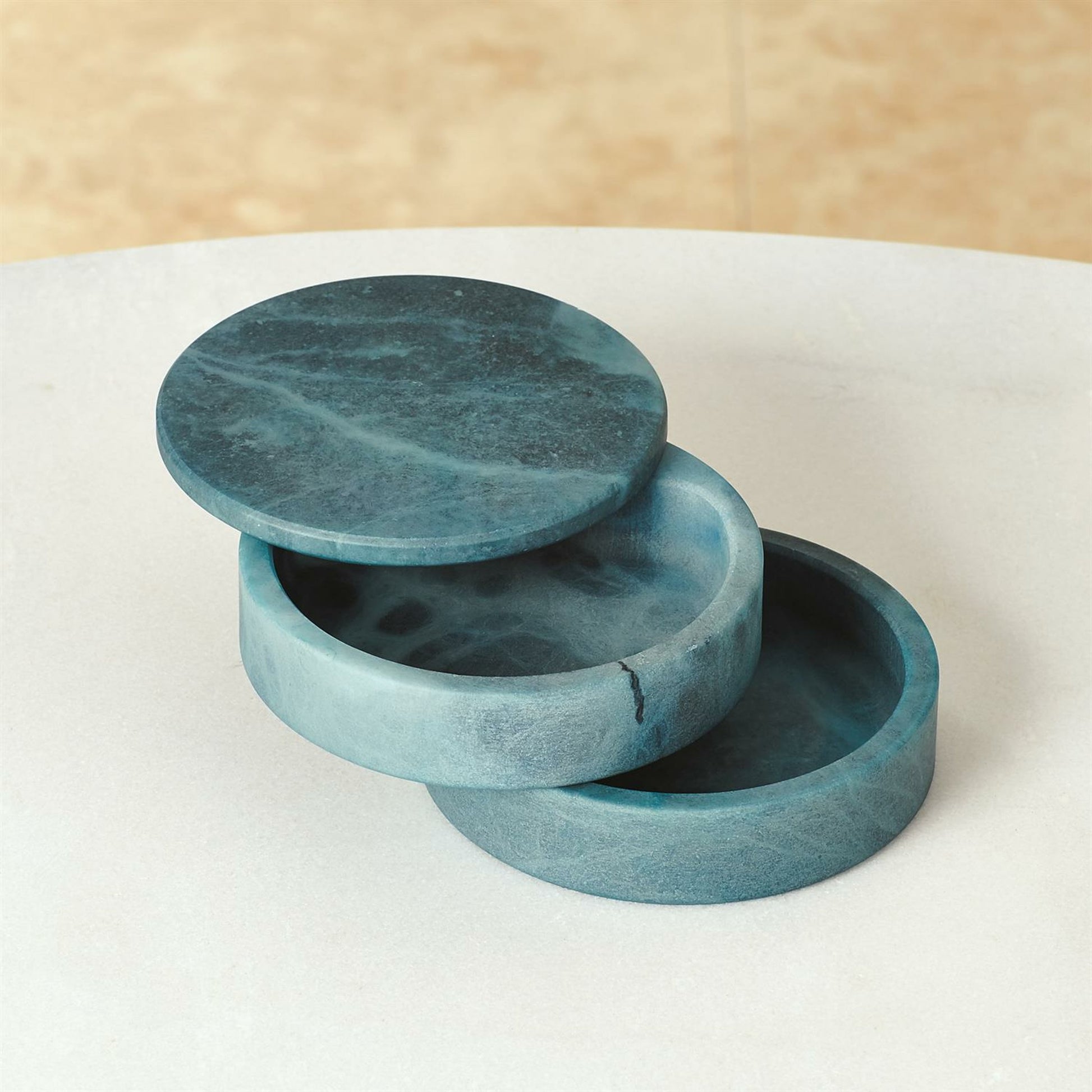 Alabaster Swivel Box by Global Views. Made from alabaster in a transitional style.