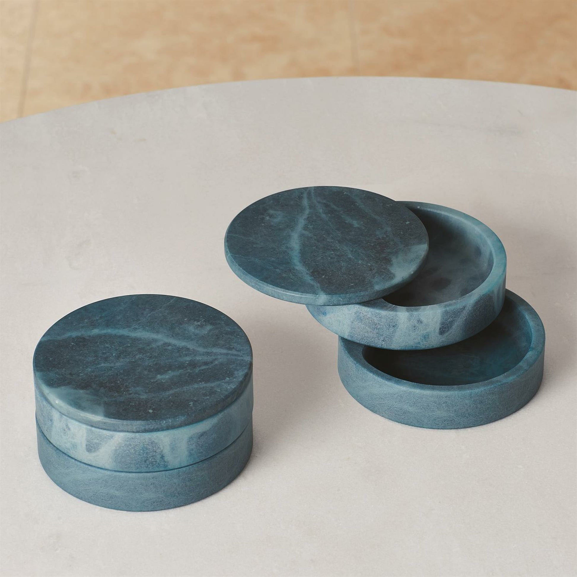 Alabaster Swivel Box by Global Views. Made from alabaster in a transitional style.
