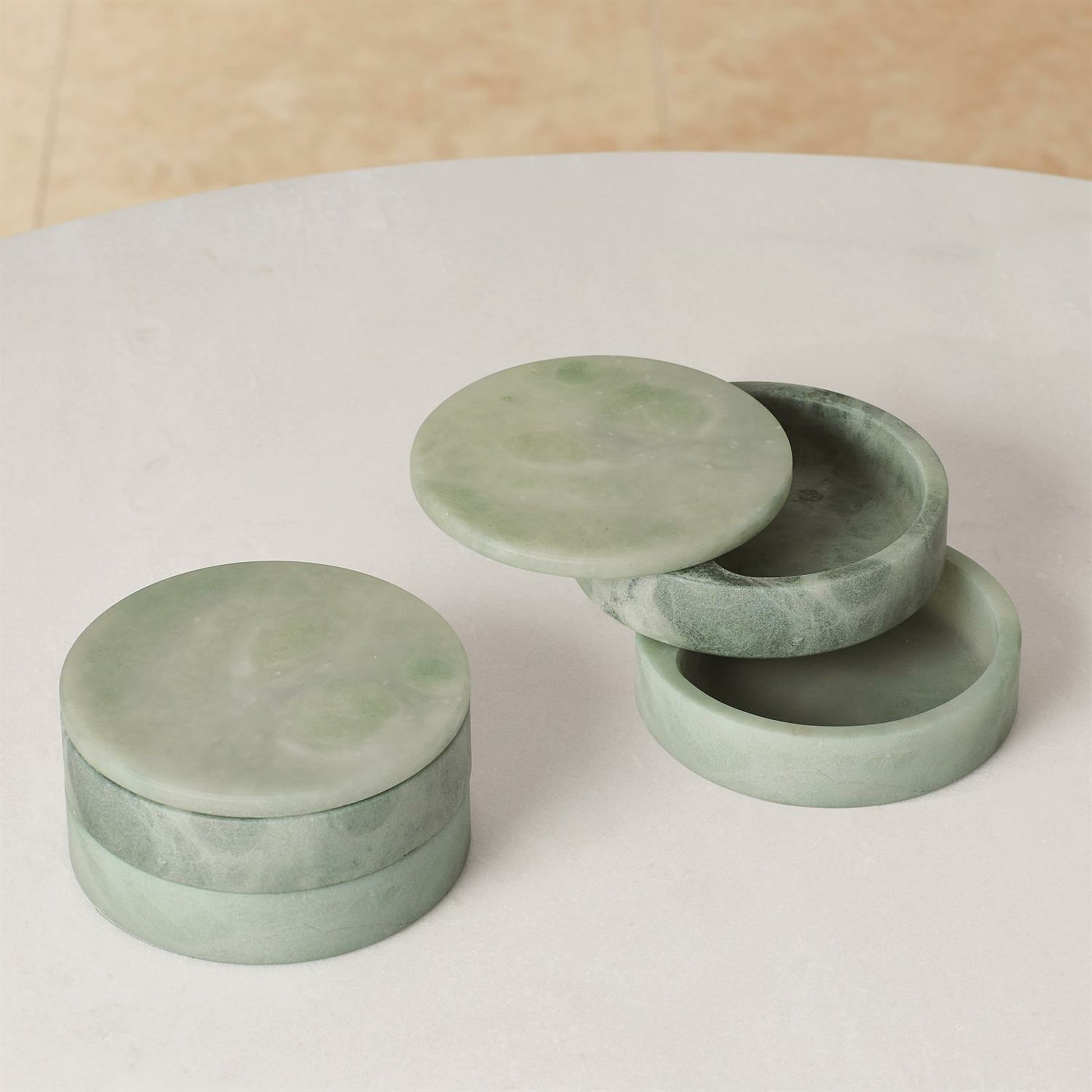 Alabaster Swivel Box by Global Views. Made from alabaster in a transitional style.