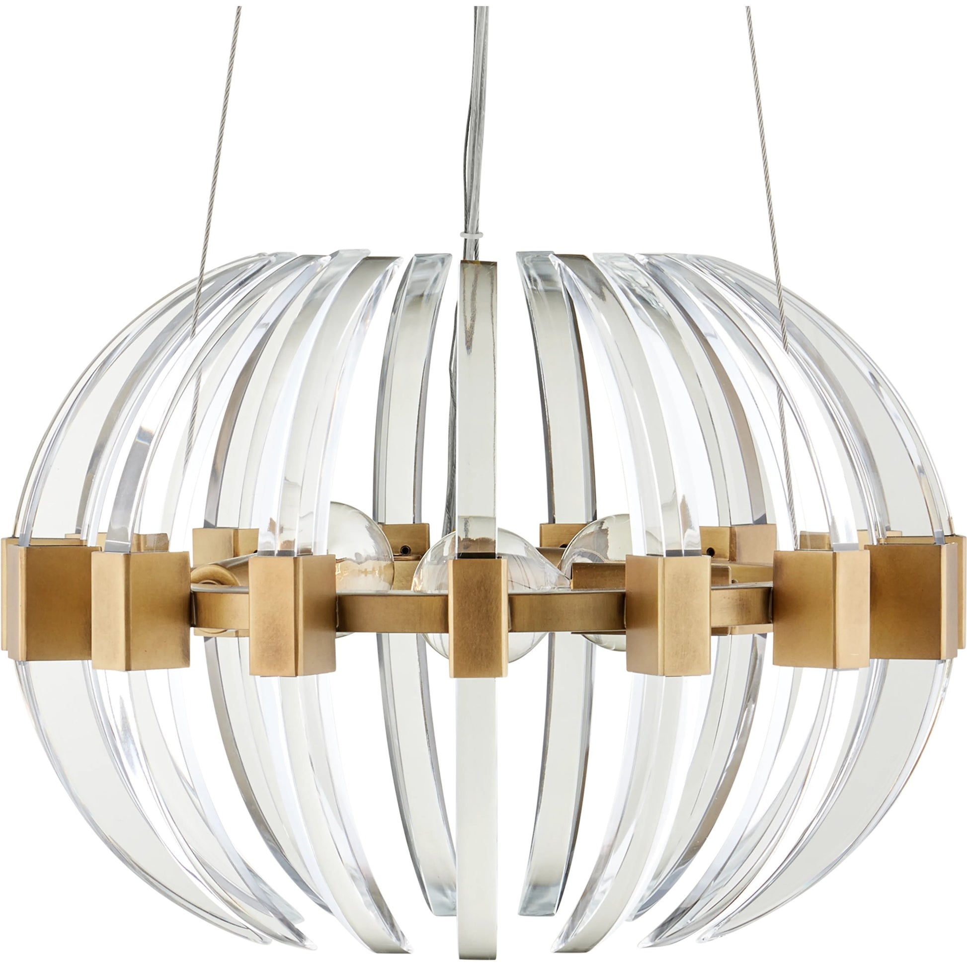 Coquette Small Brass Chandelier by Currey and Company in clear, antique brass. Made from optic crystal, metal in a modern style.