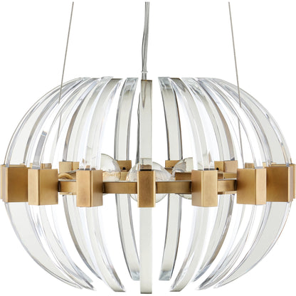 Coquette Small Brass Chandelier by Currey and Company in clear, antique brass. Made from optic crystal, metal in a modern style.