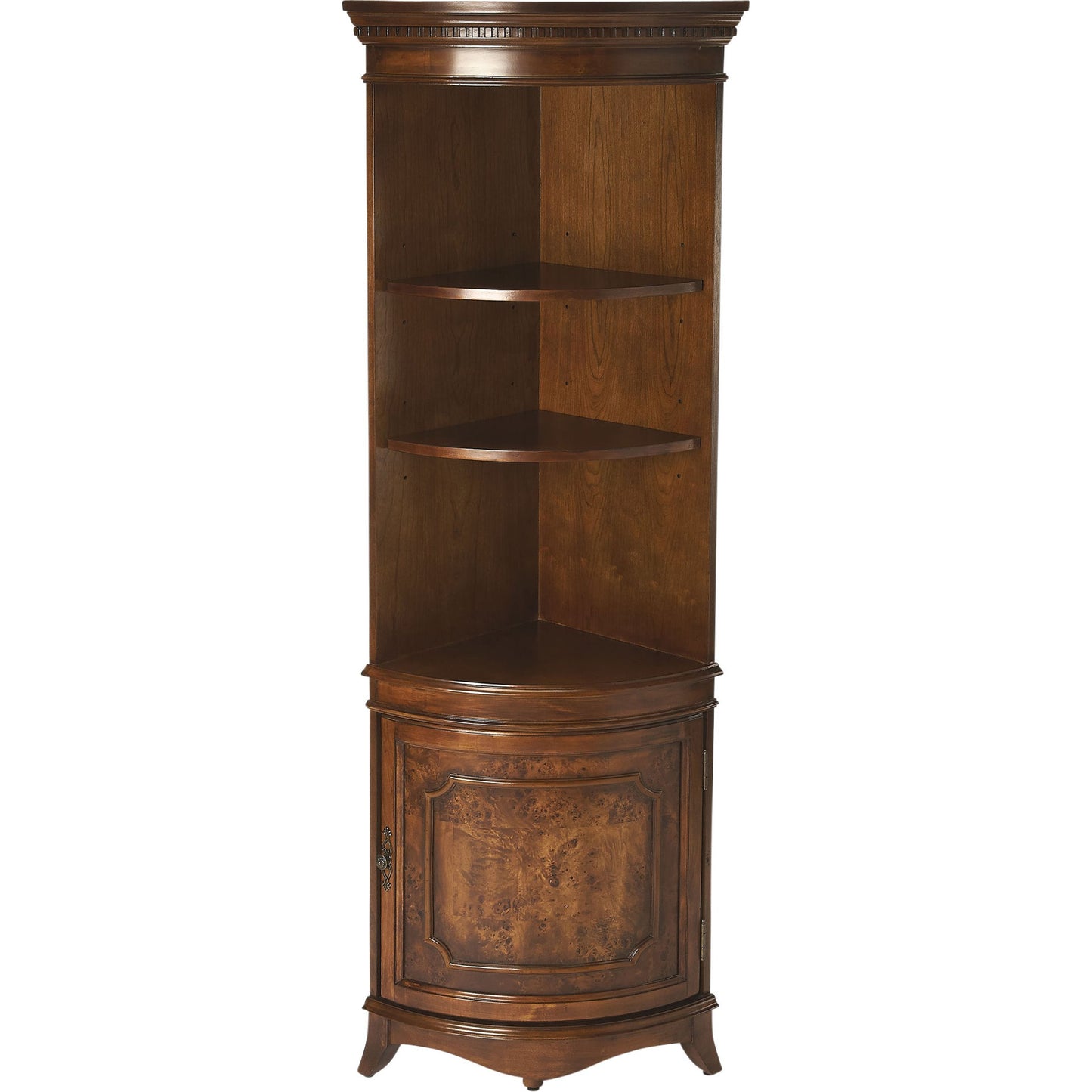 001 S-242415 | Additional Silo | Dowling Olive Ash Burl Corner Cabinet by Butler Specialty Company in medium brown and olive ash burl. Made from poplar solids, mdf, cherry veneer in a traditional style.