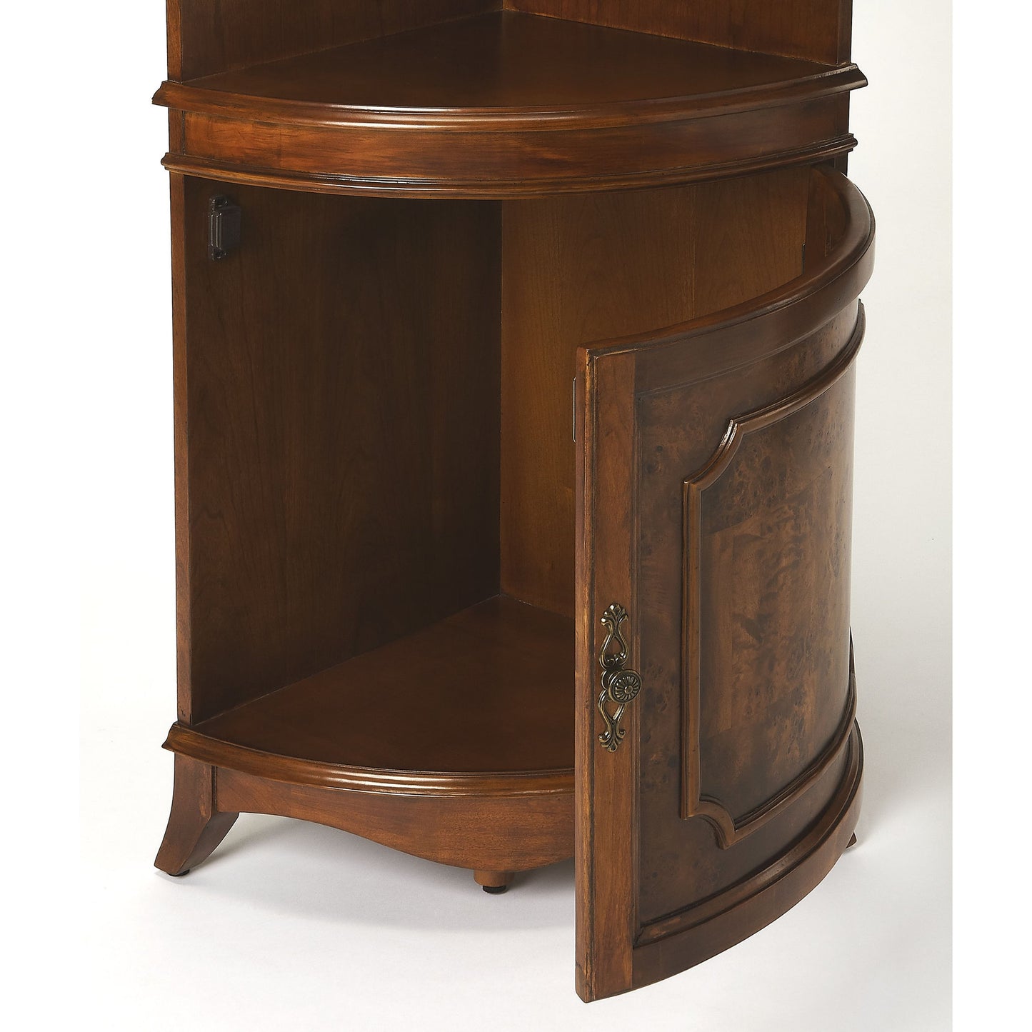 002 S-242415 | Additional Silo | Dowling Olive Ash Burl Corner Cabinet by Butler Specialty Company in medium brown and olive ash burl. Made from poplar solids, mdf, cherry veneer in a traditional style.