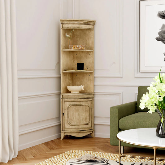 Dowling Corner Cabinet by Butler Specialty Company in beige and antique beige. Made from poplar solids, mdf, cherry veneer in a cottage & farmhouse style.