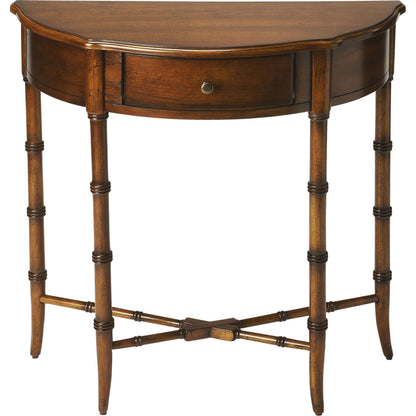 Skilling Antique Demilune Console Table by Butler Specialty Company in gray and driftwood. Made from rubberwood solids, mdf, oak veneer in a traditional style.