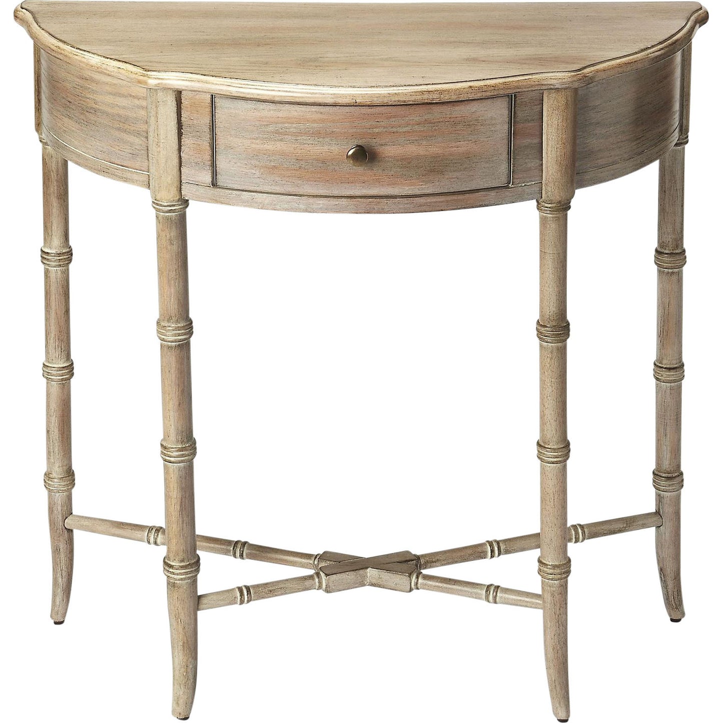 001 S-242417 | Additional Silo | Skilling Antique Demilune Console Table by Butler Specialty Company in gray and driftwood. Made from rubberwood solids, mdf, oak veneer in a traditional style.