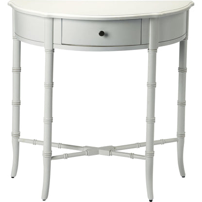 Skilling Antique Demilune Console Table by Butler Specialty Company in gray and driftwood. Made from rubberwood solids, mdf, oak veneer in a traditional style.